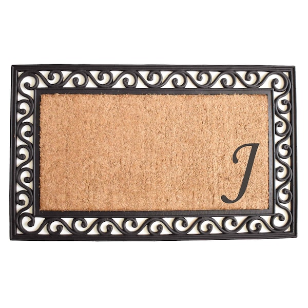 Calloway Mills Monogram Door Mat, Coir, Black, Natural, 18 in W x 30 in L 104021830J - main